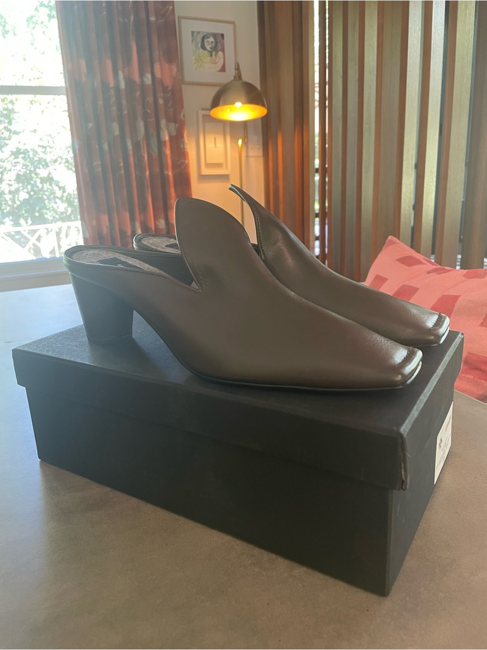 Rachel Comey Olive Brown Leather Slip-On Mules